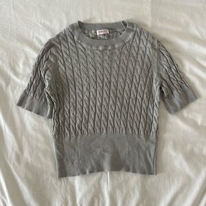 Sunday Best Aritzia Grey Short Sleeve Knit Sweater